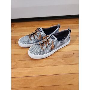 SPERRY TOP-SIDER Blue White LINEN MEMORY FOAM BOAT SHOES WOMENS 7M